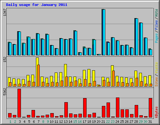 Daily usage for January 2011