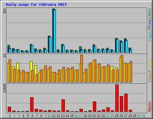 Daily usage for February 2013