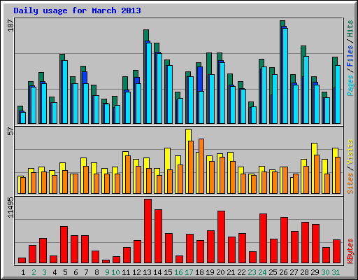 Daily usage for March 2013