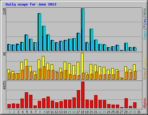 Daily usage for June 2013