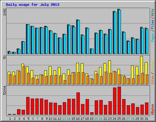 Daily usage for July 2013