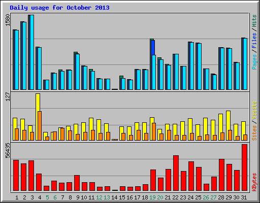 Daily usage for October 2013