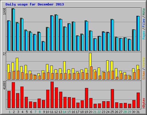 Daily usage for December 2013