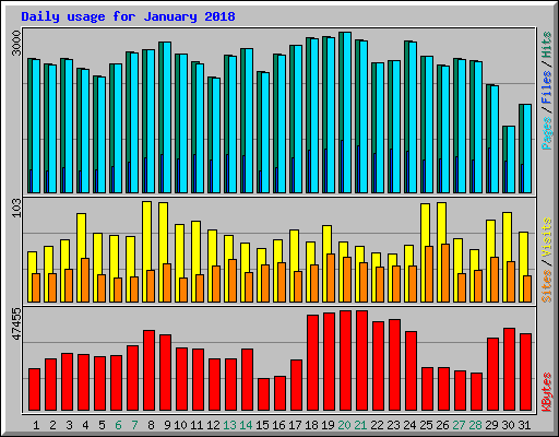 Daily usage for January 2018
