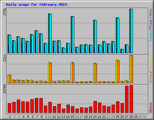 Daily usage for February 2019