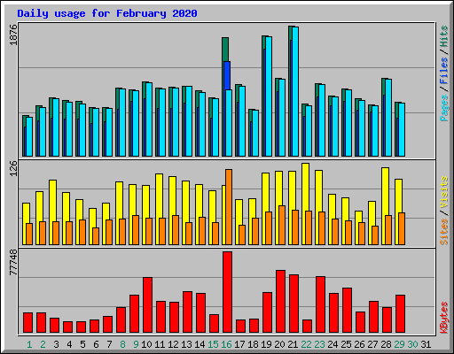 Daily usage for February 2020