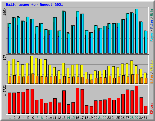 Daily usage for August 2021