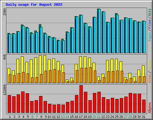 Daily usage for August 2022