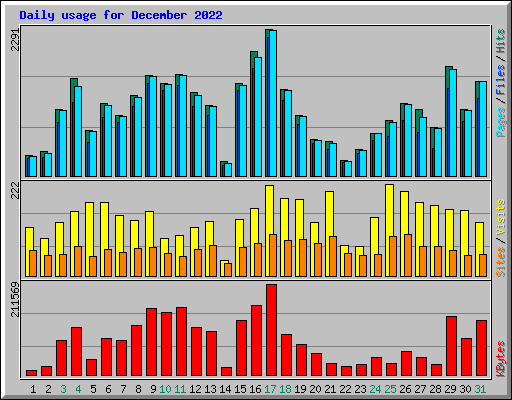 Daily usage for December 2022