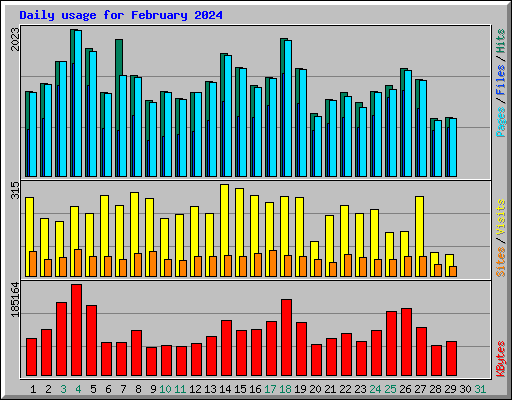 Daily usage for February 2024