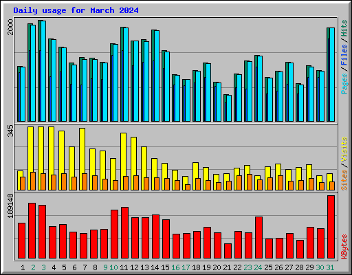 Daily usage for March 2024