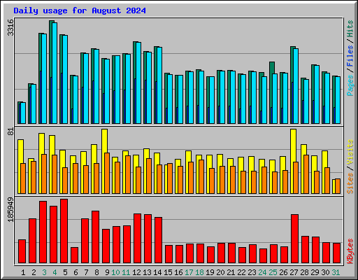Daily usage for August 2024