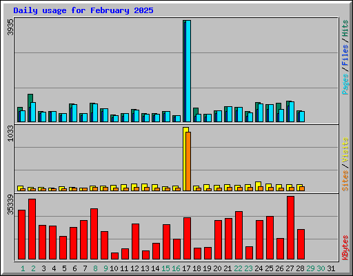 Daily usage for February 2025