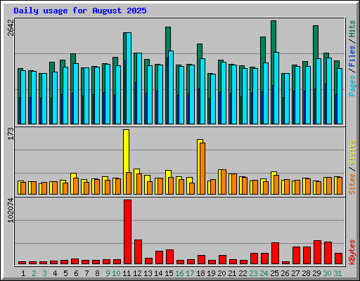Daily usage for August 2025