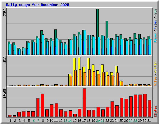 Daily usage for December 2025