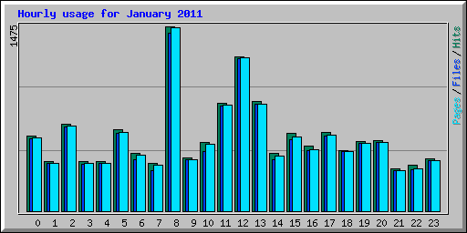 Hourly usage for January 2011