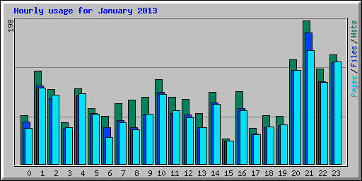 Hourly usage for January 2013