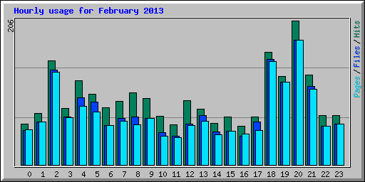 Hourly usage for February 2013