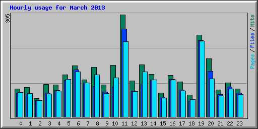 Hourly usage for March 2013
