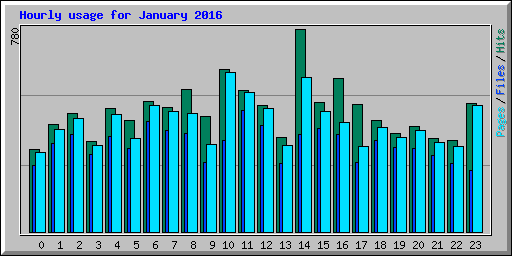 Hourly usage for January 2016