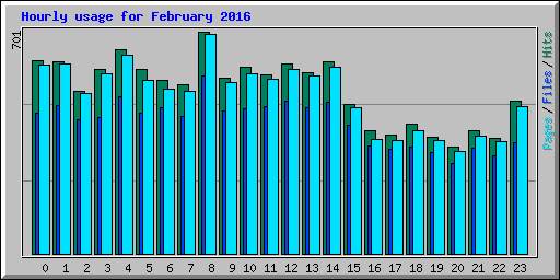 Hourly usage for February 2016