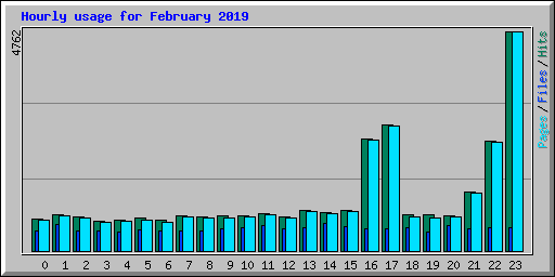 Hourly usage for February 2019